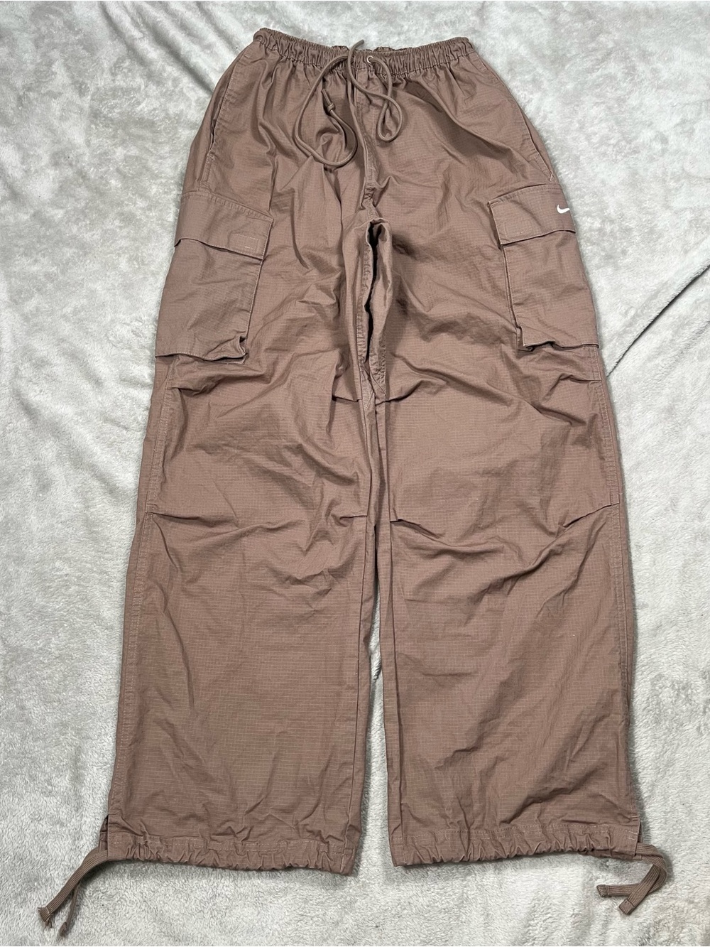 Nike NSW Mid Rise Oversized Cargo Pants Womens S Brown Ripstop Baggy IB1058-214